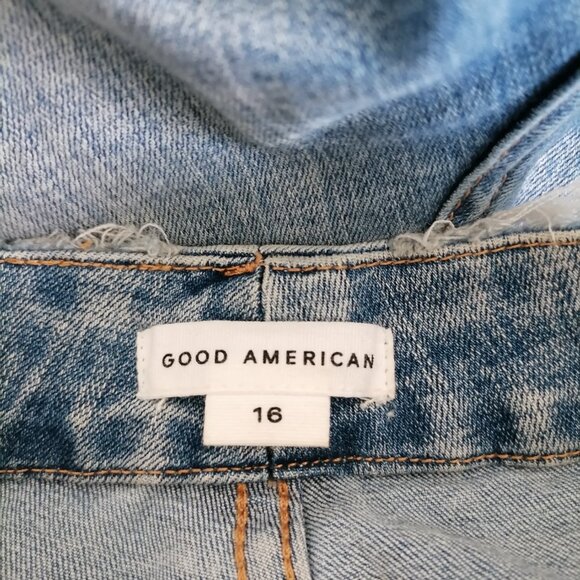 Good American Womens Blue Denim High Rise Distressed Ankle Jeans Size 16 - Picture 5 of 7